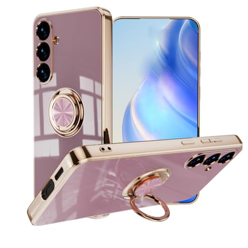 Knoowcasefor for Samsung Galaxy A56 5G Case 360°Rotatable Stand Ring Shockproof TPU Cover Protective Slim Phone Cover for Galaxy A56 5G Phone Case, Purple