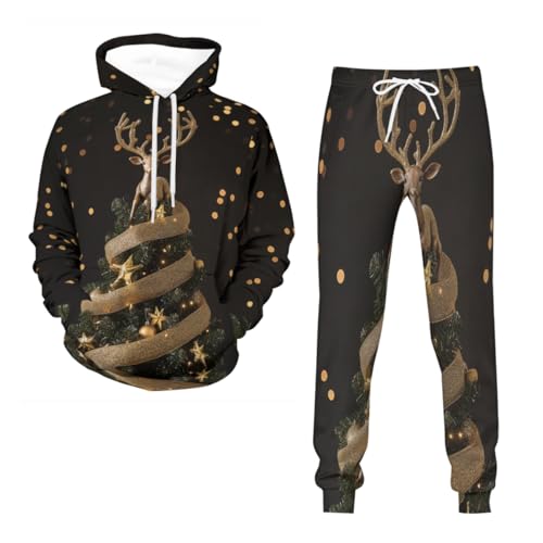 Survêtement de Noël homme en lot de 2 ensembles sweat à capuche et jogging confort du S au 6XL