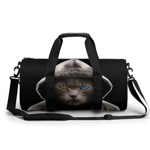 Sac de voyage pour camping et randonnée avec motif de chat à capuche original