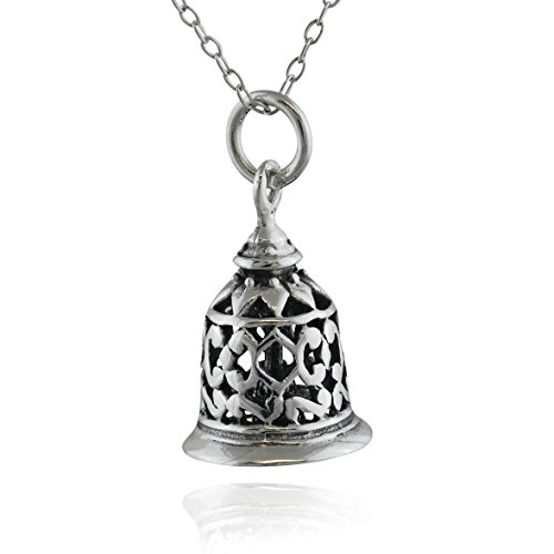 Image of FashionJunkie4Life Sterling Silver 3-D Filigree Bell Charm Pendant Necklace, 18" Chain, Metal