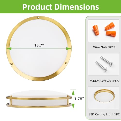 Image of hykolity 16 inch Dimmable LED Flush Mount Ceiling Light Fixture,36W,2200LM