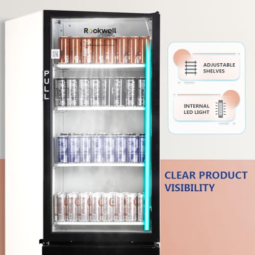 Image of ROCKWELL RVC300B Visi Cooler, Single Glass Door, Internal LED, Heavy-Duty Cooling, Dynamic Cooling, Black, 4-Year Warranty