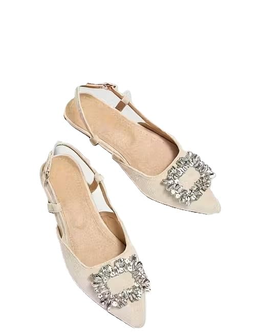 Buckle Strap Women Flats Canvas Upper Lightweight EVA Sole Comfortable Casual Daily Indoor Outdoor Slipper Cream 5-picture-53