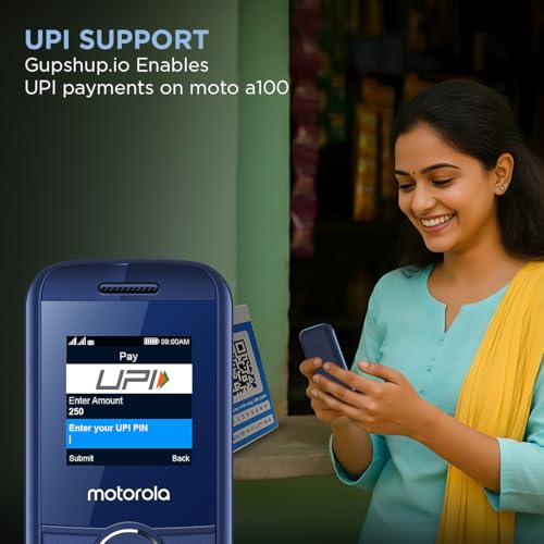 Image of Motorola All-New A100 Single Sim keypad Phone | 2 Years Replacement | Long Lasting Battery | Loud Sound | Wireless FM | (Blue)