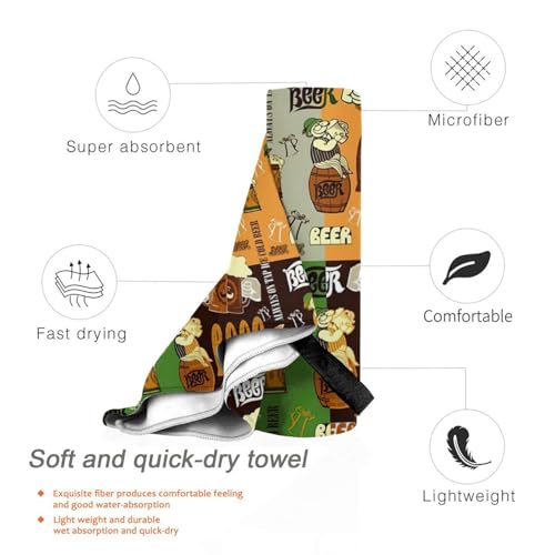 Toalla de playa de secado rápido grande y suave: toalla de baño con diseño de cerveza 5