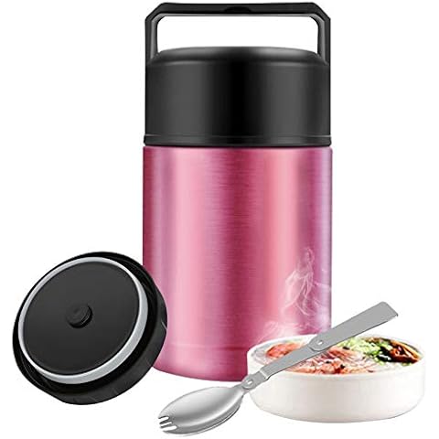 Soup Thermos for Adults,27oz Thermos for Hot Food,Wide Mouth Insulated Lunch Box Container with Spoon,Leak Proof Stainless Steel Vacuum Thermal Bento Food Jar Flask for School Office Outdoor (Pink) Cover