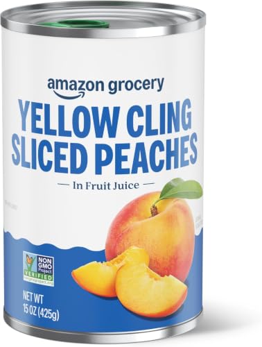 Image of Amazon Grocery, Yellow Cling Sliced Peaches, 15 Oz (Pack of 6)