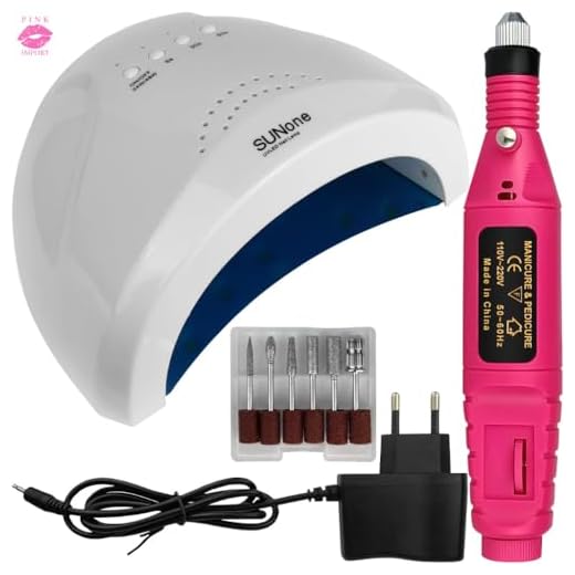 Kit Manicure Completo com Cabine LED UV Sun One 48W 30 LEDs e Lixadeira Elétrica Caneta 20.000RPM Bivolt para Unhas Gel Acrílico Fibra (Branco)