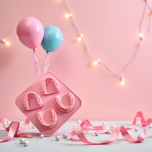 Molde de Hielos en Silicona con Forma de Dientes Color Rosa miniatura 4