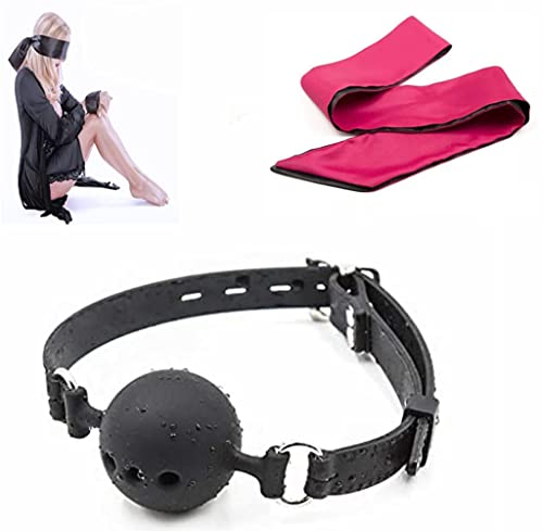 JSSPUN Cinta de Comodidad Negra y roja y Bola de Silicona Suave (Negra) con Orificios de respiración para Que los Principiantes jueguen Cover