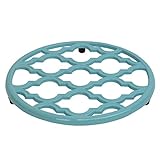 Home Basics Lattice Collection Cast Iron Pot Holder Trivet (Turquoise)