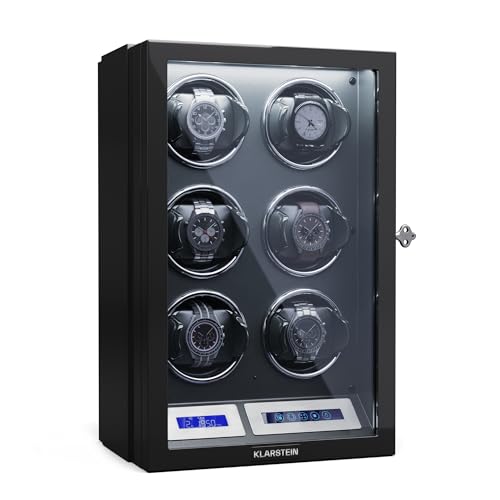 Klarstein - Klarstein Automatik-Uhrenbeweger für 6 Uhren mit Acryl-Tür, Blaue LEDs, Watch Winder mit 5 TPD Einstellungen