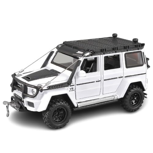 Image of 1:32 Benz G550 Adventure Edition Alloy Diecast Toy Car Pull Back Action, Sound & Light, Openable Doors for Kids (White)