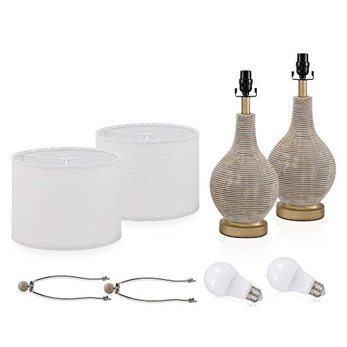 Arpenter Bedside Table Lamp Set Of 2 For Bedroom Or Living Room, 9.5W Led Bulbs Included, 24.5" High Large Oval Table Lamps With Linen Fabric Shade Gold #TOP1