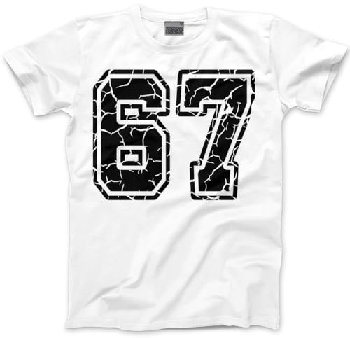 6 7 Tshirt for Kids, Teens and Adults – 67 6-7 College Numbers Slogan T-Shirt - Six Seven Distressed Graphic Tee Internet Meme Fun Number Day Top - 9-11 Years White