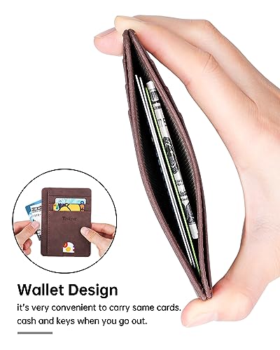 Image of Teskyer Slim Minimalist Wallet for Men, RFID Front Pocket Card Holder | Ultra Slim Front Pocket Design, 8 Card Slots, RFID Protection, Smooth Faux Leather for Everyday Carry