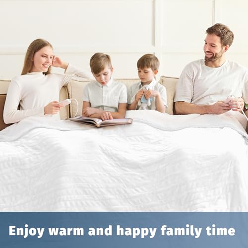 Heated Electric Blanket Queen Size - 84" x 90" Heating Blanket with Dual Control, 10 Levels & 8 Hours Auto Off, Soft Warm Flannel Gift with Over-Heat Protection, ETL & FCC Certified