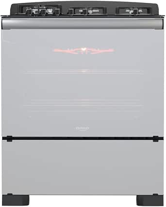 Dako Fogão 5 Bocas Preto com Frente em Vidro Espelhado e Timer Digital Diplomata Glass Grill Style Bivolt