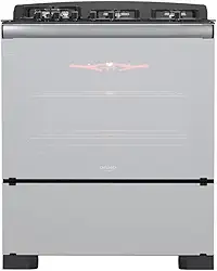 Fogão 5 Bocas Preto com Frente em Vidro Espelhado e Timer Digital Dako Diplomata Glass Grill Style Bivolt