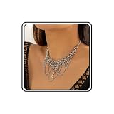 Kercisbeauty Silver Riveted Chainmail Choker Necklace with Moon Pendant for Women Statement Punk Jewelry (Style 6)