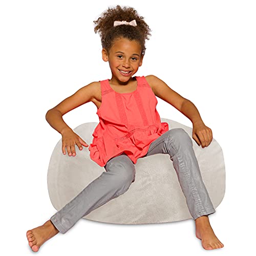 Posh Creations Bean Bag Chair, 27in, faux rabbit fur – cream
