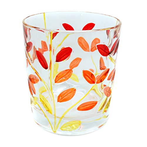 Verre en verre de Murano - Motif floral peint à la main - 326 g - Bleu - Violet - Vert - Jaune - Rouge - Orange Cover