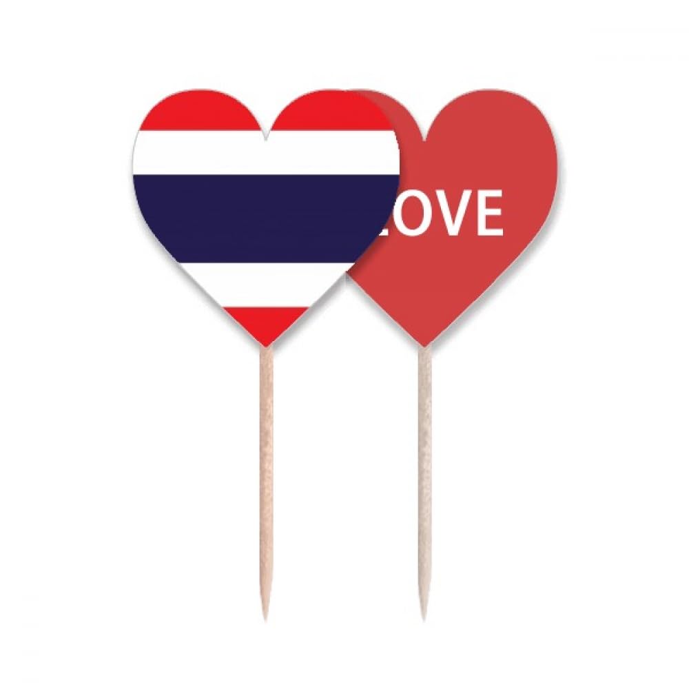 Drapeau Thaïlande cure-dents cœur pour buffet et apéritif dînatoire