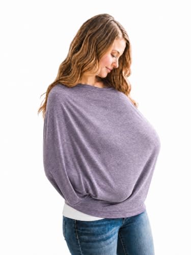 Image of Copper Pearl Nursing Cover for Breastfeeding - Multi-Use Baby Car Seat Canopy, Stroller Shade & Breast Feeding Wrap for Women, Stretchy Breathable Carseat Shawl for Boy or Girl, Violet