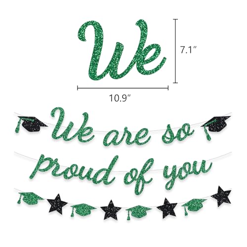 Image of We are So Proud of You Banner Graduation Party Decorations Glitter Congratulations Class Grad Ideas Green
