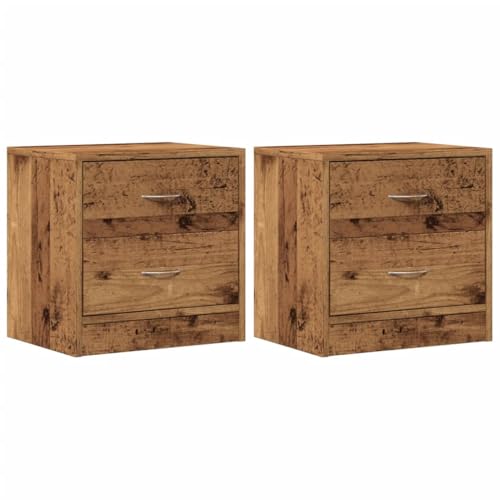 vidaXL Tables de Chevet 2 pcs Vieux Bois 40x30x40 cm Bois d'ingénierie, Armoire, Meubles de Chambre à Coucher, Support de téléphone, Armoire d'appoint