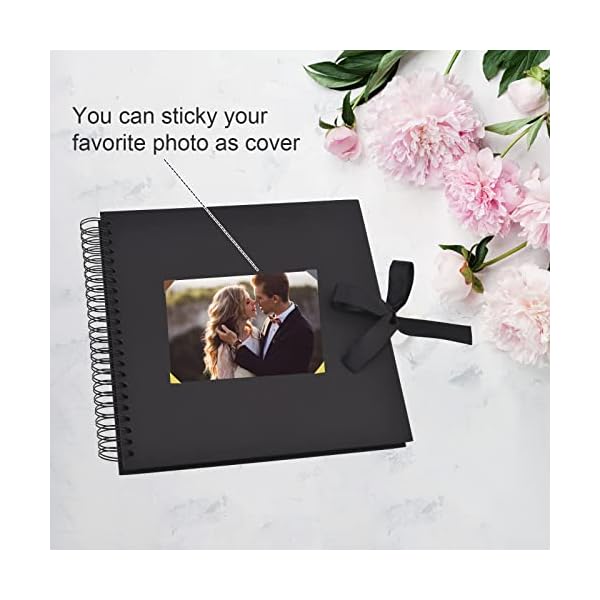 Álbum de recortes Gotideal para manualidades, 80 páginas, álbum de fotos de boda y aniversario, álbum de recortes para familia, accesorios de bricolaje y suministros para álbumes de recortes (negro) - Imagen 4
