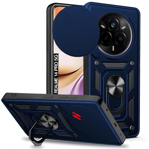Image of AIBEX Back Cover for Realme Narzo 80 Pro 5G / Realme 14 Pro 5G | D10 Tough Armor Case | Sliding Camera Shield | 360 Protection | Kickstand Ring Holder | Military-Grade Shockproof Bumper Case