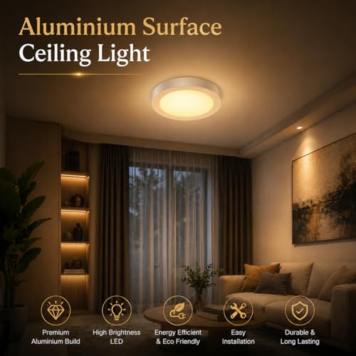 Image of Instapower Aluminium Surface Ceiling Light Ultra Slim Round LED Downlight 2-Year Warranty (Warm White-15W)