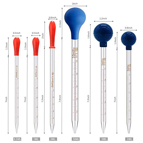 Qesdaoxu DG-USA 8Pcs Thick Glass Graduated Dropper Pipettes Fluid And Liquid Pipettors 0.5Ml thumb #1