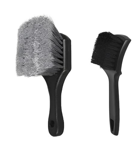 Image of Car Wheel & Tire Brush Set, Wheel Cleaner Brush, Soft & Stiff Bristle Cleaning Brush,Wheel Brushes for Cleaning Wheels,Rim Brush for Car Body Exterior Surface, Carpet, Truck, SUV, RV, Motorcycle-2PCS