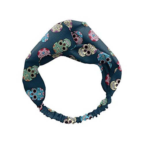 Image of Spoontiques - Headband - Printed Fabric Hair Bands - Knotted Hair Band for Everyday Use - Sugar Skull