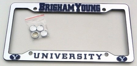 BYU, Brigham Young University License Plate Frame (Chrome Plastic)