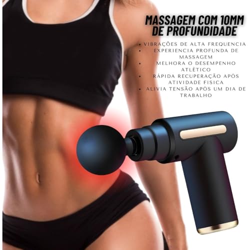 Massageador Elétrico Pistola Massagem Ponteiras e Variação de Velocidades- Linha Premium