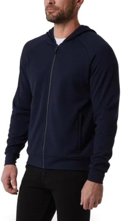 32 Degrees Heat Full Zip Cordless Textured Fabric Hoodie (US, Alpha, Medium, Regular, Regular, Blue)