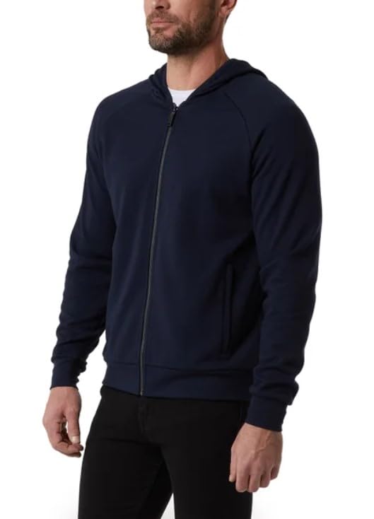32 Degrees Heat Full Zip Cordless Textured Fabric Hoodie (US, Alpha, Medium, Regular, Regular, Blue)2