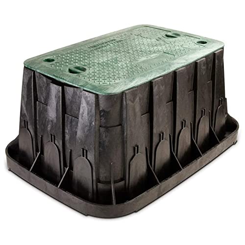 Rain Bird Arqueta Rectangular Serie VB Modelo SPR-H Super Jumbo con cuerpo negro y tapa de Cierre por Dos Tornillos [84 cm x 60 cm x 46 cm]. Dispone de 14 ranuras para acomodar la tubería