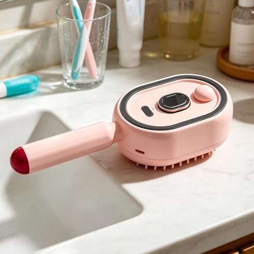 Cepillo de vapor inalámbrico y peine de luz recargable para cabello 3