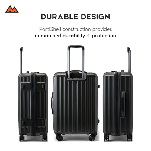 Image of MOVE-MEANT Set of 3 ROAMIFY Small Cabin, Medium Check-in & Large Check-in Suitcase | 55 Cm, 66 Cm & 75 Cm | 360 Degree 8 Wheels Number Lock Polycarbonate Black Trolley Bag | Luggage for Travel - Pack of