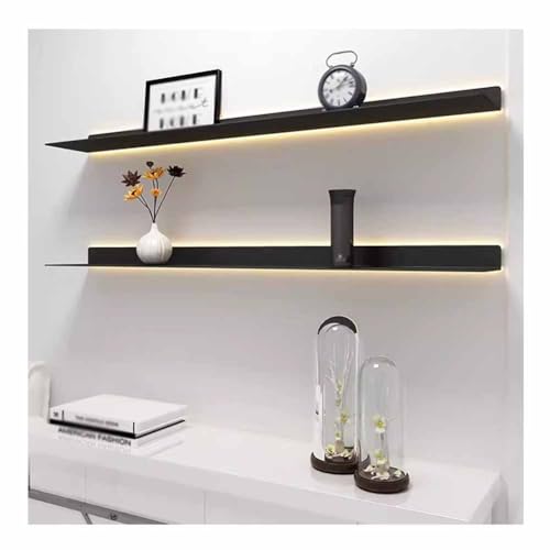 Genérico Estante Colgante de Pared, Estante de Metal para Libros Iluminado montado en la Pared, estantes flotantes Multicapa montados en la Pared, 1 Estante Flotante de Metal - Montado en la Pared, e