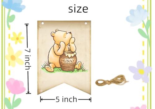 Winnie Birthday Banners Classic Pooh Happy Birthday Banner Signs Adorable Winnie Birthday Decoration Supplies