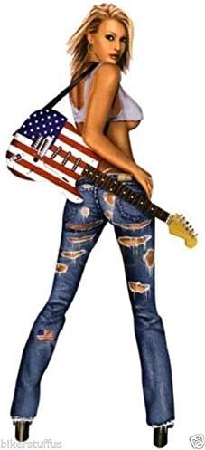 Sexy Blond with Guitar USA Bumper Sticker Decal Tool Box Sticker Decal Laptop Sticker Decal Vinyl - Made in USA 3.5 in. x 1.5 in.