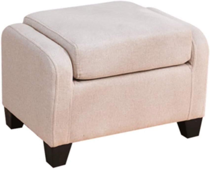 Repose-Pieds Ottoman Blanc en Tissu Extensible - Tabouret Bas Chic de Salon 60x45x42 cm