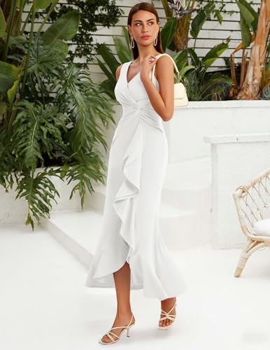 Image of BeryLove Formal Wedding Guest Evening Midi Ruffle Dresses Prom Cocktail Party Mother of The Bride Dress