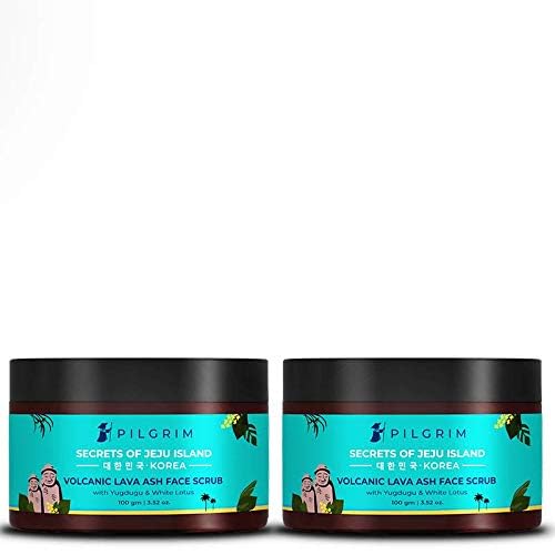 Image of Pilgrim Pack of 2 Face Scrub for De Tan, Exfoliation, Glowing Skin, Blackhead Removal, Dry, Oily, Combination Skin, Men and Women, Vegan, Korean Beauty Secrets, 100g+100g