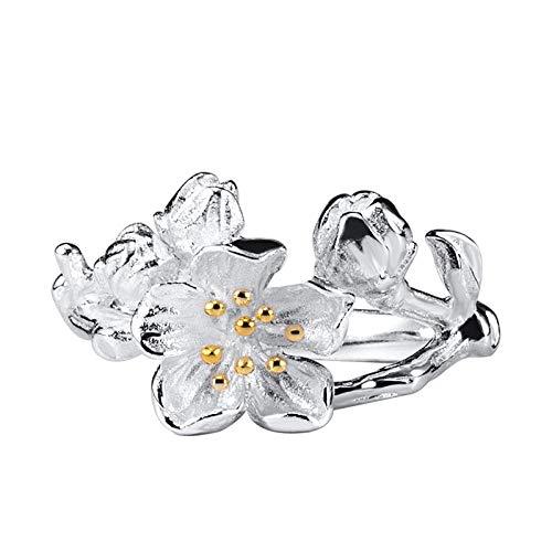 Bague ajustable femme anneau ouvert chinois bijoux fleur de prunier